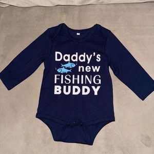 NWOT Navy Blue Long Sleeve Onesie 6/6-9M (Tag: Size 70)